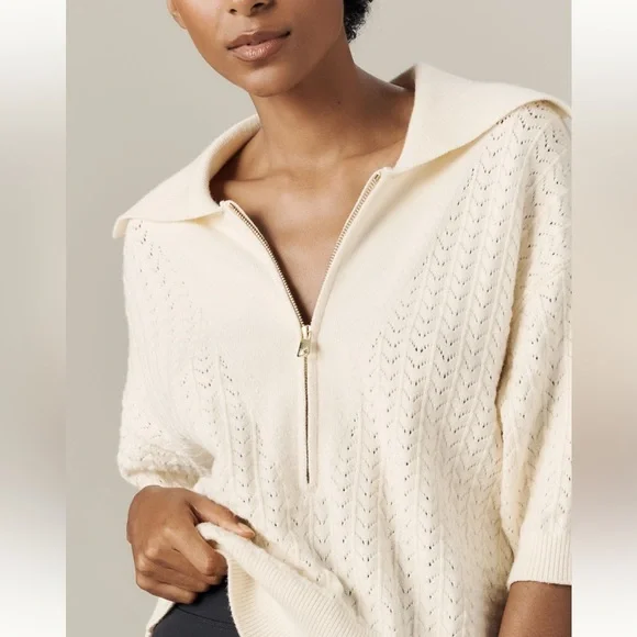 Varley Arney Half Zip Polo in Egret size small S - Picture 7 of 8